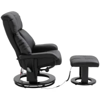 HOMCOM Massage Recliner Chair with Ottoman, 360° Swivel Recliner and Footstool, PU Leather Reclining Chair with Side Pocket and Remote Control, Black(m-9)