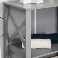 kleankin X- Frame Freestanding Floor Bathroom Storage with Two Drawers, Storage Organizer, Cabinet with 3 Shelves, Gray(m-11)