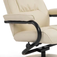 HomCom Ergonomic Faux Leather Lounge Armchair Recliner And Ottoman Set - Cream White(m-18)