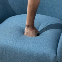 HOMCOM Modern Rocking Chair Sofa Armchair Modern Accent Chair with Thick Padding, Winged Back for Living Room, or Bedroom, Blue(m-15)