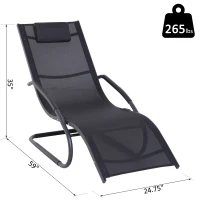 Outsunny Zero-Gravity Rocking Chair Garden Patio Lounger Seat Outdoor Indoor Texteline Recliner Backyard Aluminum Frame Rocker Black(m-3)
