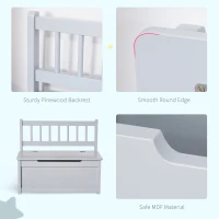 Qaba 2-in-1 Kids Wooden Toy Organizer Chest Storage Box with Seat Bench Cabinet Chunk Cube with Safety Pneumatic Rod Gray(m-6)