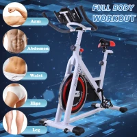 Soozier 18 lb Flywheel Indoor Stationary Bike with LCD Monitor, Adjustable Height & Resistance, & Pedal Cage(m-7)