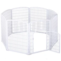 PawHut 8 Panel Dog Playpen Octagon Plastic Pet Crate Kennel Small Animals Portable Indoor White(m-1)