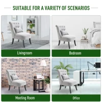 HOMCOM Small Button-Tufted Accent Chair Mid-Back Leisure Armchair with Upholstered Fabric, Solid Wood Legs, and Support Pillow, Grey(m-6)