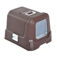 PawHut D31-002 Deluxe Cat Litter Pan, Coffee(m-2)