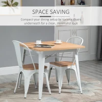 HOMCOM 3 Piece Industrial Style Dining Table Set, Small Kitchen Table and Chairs for 2,Steel Frame and Wooden Top,White(m-4)