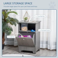 PawHut Pet Feeder Station Dog and Cat Food Storage Feeding Station Food Cabinet Pet Storage Organizer Grey(m-5)