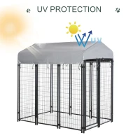 Pawhut 6' x 4' x 6' Large Outdoor Dog Kennel Galvanized Steel Fence with UV-Resistant Oxford Cloth Roof & Secure Lock(m-4)