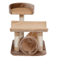 PawHut 29" Cat Tree Scratcher Post Pet Furniture with Tunnel Brown(m-10)