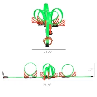 Qaba Race Track Set Track Builder Loop Kit Criss Cross Track Set Starter Kit with Pull-back Cars for 3-6 years old Boys and Girls Green(m-3)