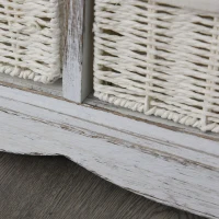 HOMCOM Wooden Shoe Bench with Cushion, Entryway Bench with 5 Removable Storage Baskets for Entryway, Living Room, Cream White(m-12)