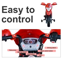 Aosom Cruising Kids Dirt Bike Electric Motorcycle with Charging 6V Battery, Real Driving Sounds, Built-In Music, Red(m-6)