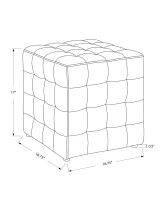 Monarch Tufted Cube Shaped Ottoman - Grey Leather-Look(m-4)