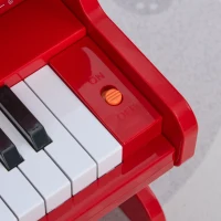 Qaba Kids Mini Piano Toy with 25 Keys Simulated Piano Sound, a Realistic Piano Look, &  Side Book Holder, Red(m-10)