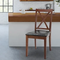 HOMCOM High Back Dining Chairs Set of 2 with PU Leather Upholstry and Cross Back Design, Black(m-8)