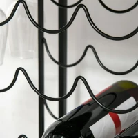 HOMCOM 24-Bottle Industrial Modern Wine Rack Table, Freestanding 6 Tier Wine Bottle Organizer with Glass Stemware Holder , Natural / Black(m-13)