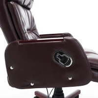 HOMCOM Faux Leather Reclining Office Chair Seat with Adjustable Backrest (Brown)(m-7)