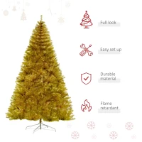 HOMCOM 7.5FT Artificial Christmas Tree Collapsible Golden Xmas Tree for Holiday Carnival Party Decorations(m-4)