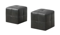 Monarch Two Piece Kids' Padded Upholstered Ottoman Set - Charcoal Grey Leather-Look(m-1)