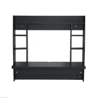 HomCom Floating Wall Mount Office Computer Desk with Storage - Black(m-4)