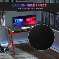 HOMCOM 47 Inch Gaming Desk with LED Lights and Remote Control, Racing Style Computer Table, Home Office Workstation with Cup Holder Headphone Hook, Black and Red(m-4)