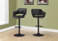 Monarch Contemporary PU Leather Curved Seat Back Hydraulic Lift Swivel Barstool Chair - Black Finish(m-2)