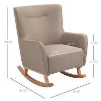 HOMCOM Modern Rocking Chair Sofa Armchair Modern Accent Chair with Thick Padding, Winged Back for Living Room, or Bedroom, Greige(m-3)