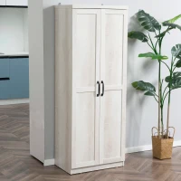 HOMCOM 63" 2-Door Kitchen Pantry, Freestanding Storage Cabinet with 2 Adjustable Shelves for Kitchen or Living Room, White(m-9)