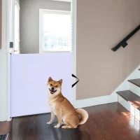 PawHut Retractable Pet Safety Gate 45.3" Dog Hide Away Door Metal Play Doorways(m-1)