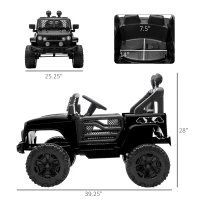 Aosom 12V Battery Powered Kids Ride On Car Off Road Truck Toy w/ Parent Remote, Black(m-3)