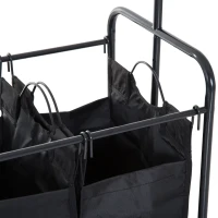 HOMCOM 4-Bag Rolling Laundry Sorter Cart Heavy Duty with Hanging Bar Large Washing Bag and Wheels Laundry Storage Black(m-12)