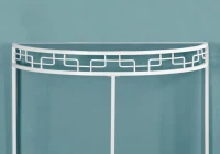 Monarch 36" Contemporary Tempered Glass Top Half-Round Metal Framed Accent Console Table - White Finish(m-3)