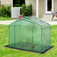 Outsunny 71'' x 39'' x 66'' Walk In Greenhouse Portable Hot House for Plants with Zippered Door and Top Window for Outdoor, Garden, Patio, PE Cover, Green(m-7)