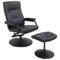 HomCom Ergonomic Faux Leather Lounge Armchair Recliner And Ottoman Set - Black(m-1)
