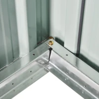 Outsunny 3.5' x 6' Lean to Garden Storage Shed, Outdoor Metal Tool House with Lockable Door Vents for Backyard Patio Lawn, Gray(m-13)