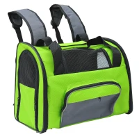 PawHut Pet Carrier Backpack Bag Dog Cat Puppy Net Travel Portable Green & Grey(m-3)