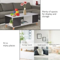 HOMCOM Scandinavian Style Modern Coffee Table Sofa Table with Open Compartment Living Room Furniture Black and White(m-4)
