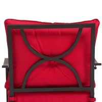 Outsunny 3pcs Outdoor 360° Swivel Metal Rocking Chair with Toughened Glass Coffee Table Set Garden Rocker & Tea Table Set w/ Cushion Red(m-7)