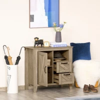 HOMCOM Sideboard, Farmhouse Buffet Cabinet with Storage Open Shelf, 2 Drawers and Open Countertop, Oak Finish(m-11)