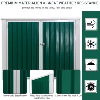 Outsunny Outdoor Steel Wheelie Trash Can Storage Shed Garbage Can Organizer With Double Door & Lid Rubbish Cover for 2 Trash Cans(m-4)