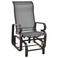 Outsunny Garden Single Glider Chair Patio Rocker Outdoor Rocking Recliner Outdoor Porch Gliding Seat Furniture Texteline Swing Armchair Grey(m-2)