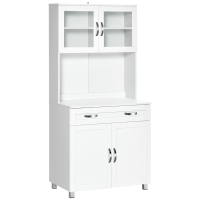 HOMCOM 67" Buffet with Hutch, Modern Kitchen Pantry, Freestanding Storage Cabinet with Framed Glass Doors, Shelves and Drawers, White