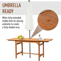 Outsunny Poplar Wood Slat Rectangular Extendable Outdoor Dining Table(m-6)