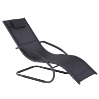 Outsunny Zero-Gravity Rocking Chair Garden Patio Lounger Seat Outdoor Indoor Texteline Recliner Backyard Aluminum Frame Rocker Black(m-4)