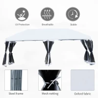 Outsunny 10' x 20' Pop Up Canopy Tent with Netting, Heavy Duty Large Party Tent, Instant Sun Shelter with Carry Bag for Backyard Garden Patio, Cream White(m-5)