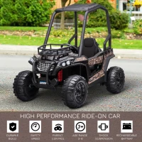 Aosom 12V Dual Motor Kids Electric Ride-on UTV Toy with MP3/USB Music Connection, Suspension & Remote Control - Camo(m-4)
