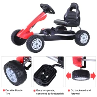 Aosom Durable Pedal Go Kart Racing Style Children Ride on Car Outdoor Racer Red(m-5)
