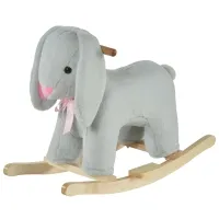 Qaba Kids Ride-On Rocking Horse Toy Rabbit Style Rocker Soft Plush Fabric for Children 36 Months(m-1)