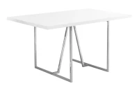Monarch 60" x 36" Rectangular Wood Top Chrome Metal Legs Modern Dining Table - White(m-1)